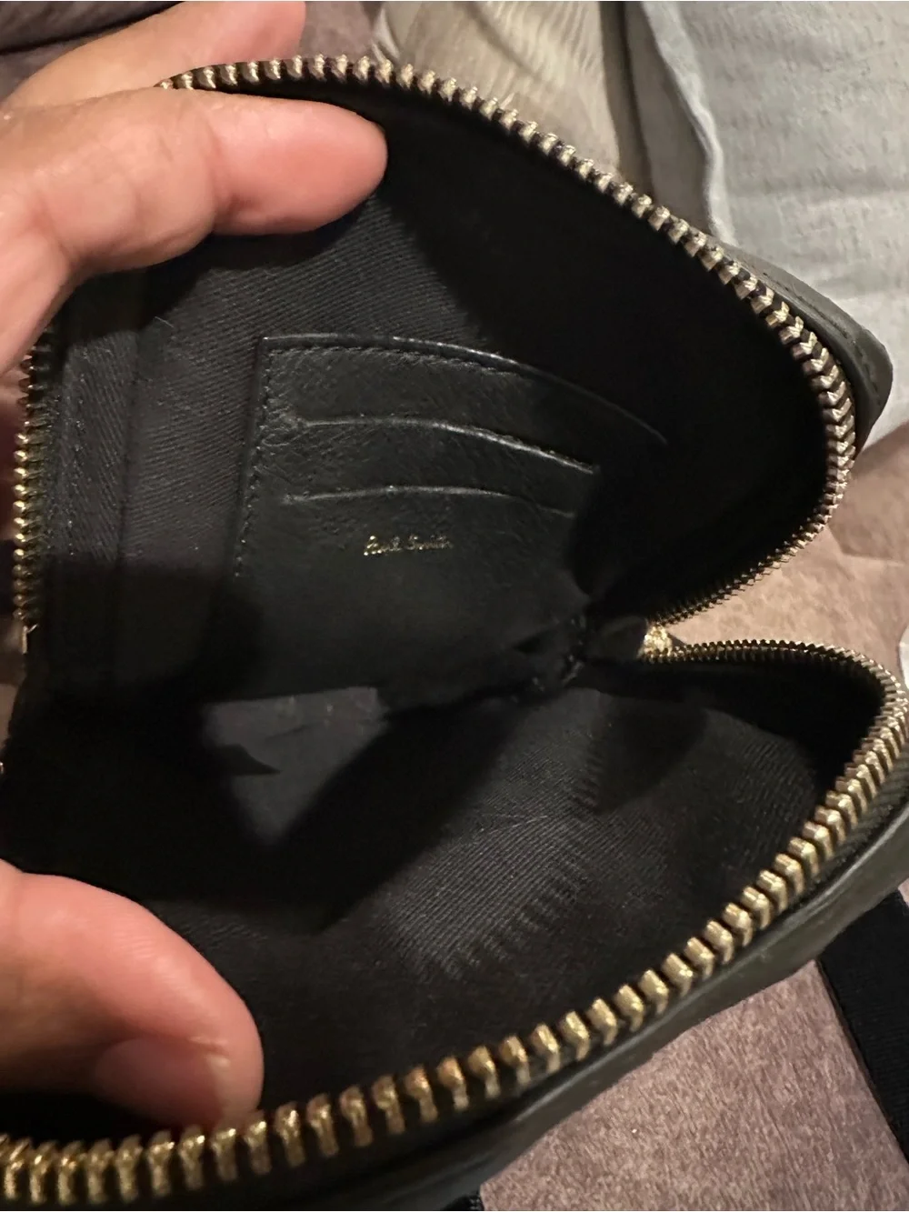 Paul Smith Black Leather Neck Pouch Bag with Multicolor Stripe